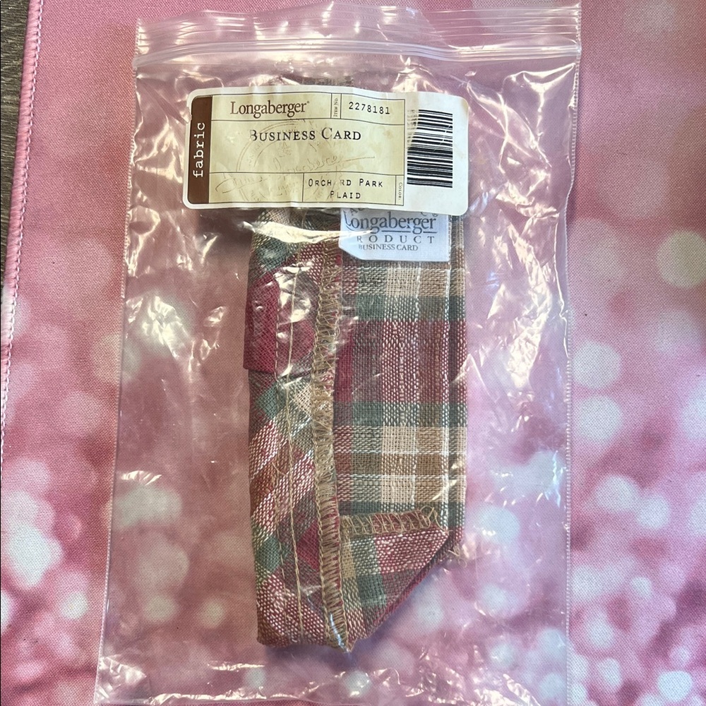 Longaberger Fabric Business Card Orchard Park Plaid New Liner